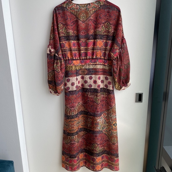 Zara PATCHWORK PRINT MIDI DRESS - Picture 10 of 15